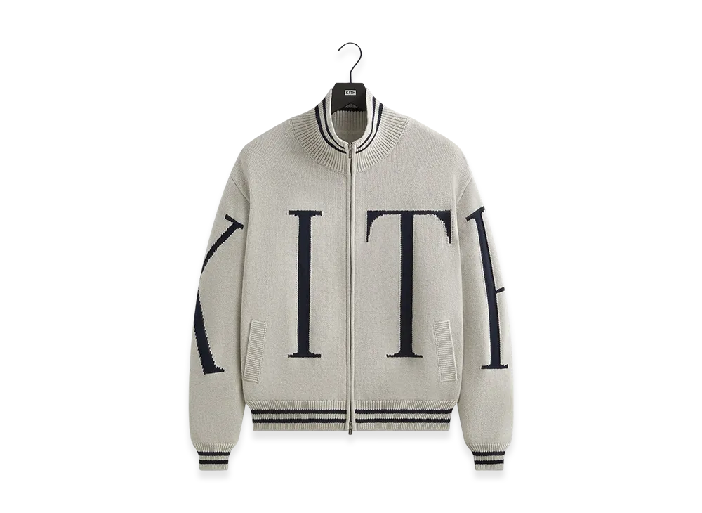 Kith Big Letter New York Wyona Full Zip Sweater "Light Heather Grey"