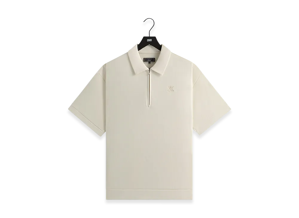 Kith Zip-Front Performance Knit Ethan Polo "Sandrift"