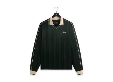 Kith Pinstripe Tricot Panelled Long Sleeve Tap In Polo "Stadium"