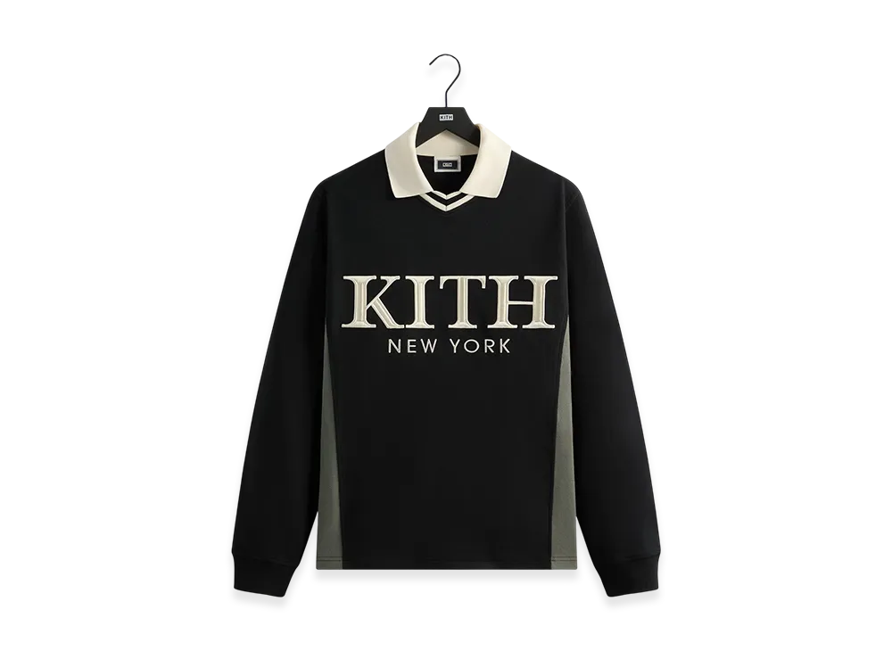 Kith Pique Long Sleeve Tap Polo "Black"