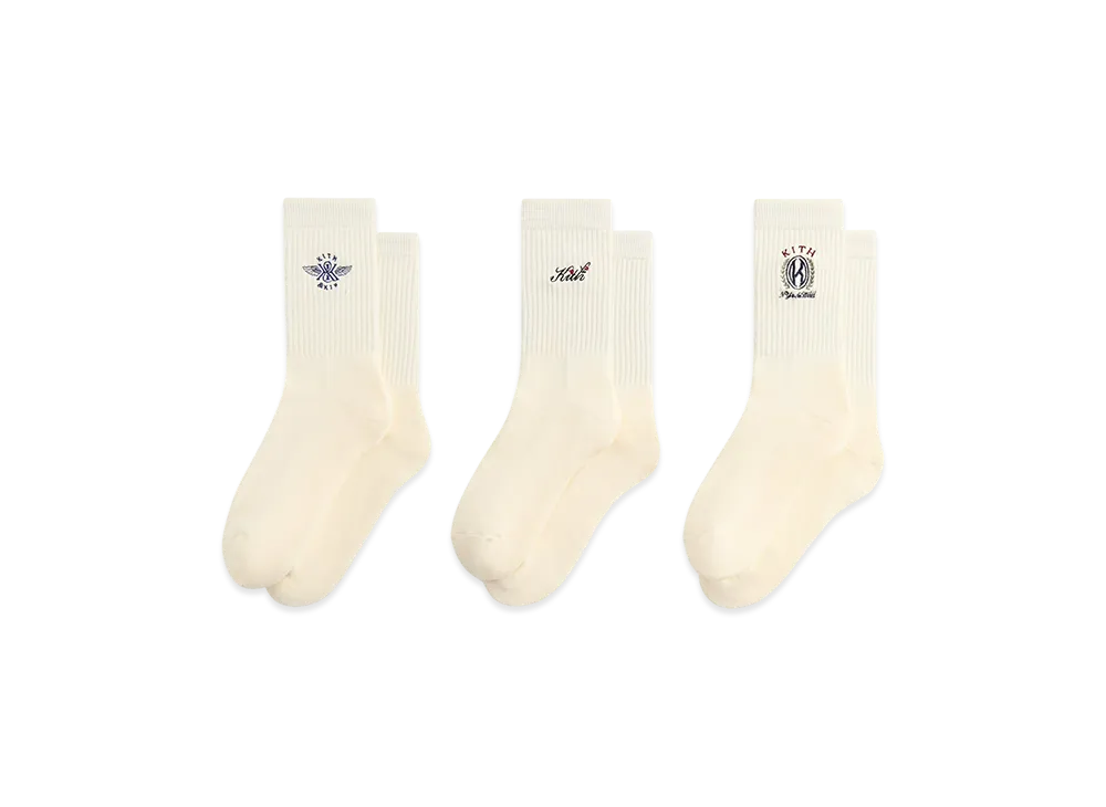 Kith 3-Pack Graphic Crew Socks "Silk"
