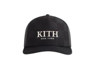 Kith Checkerboard Double Weave Nolan Trucker Hat "Black"