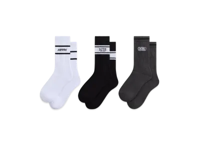 Kith 3-Pack Logo Crew Socks "White/Grey/Black"