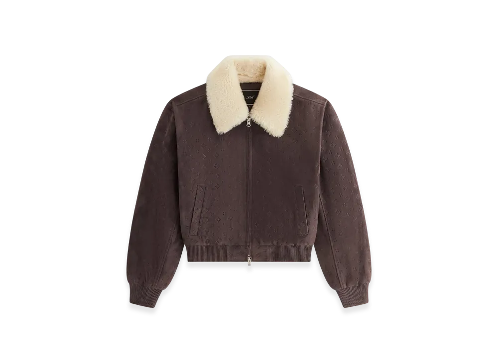 Kith Women's Dalton Debossed Suede Bomber "Hematite"