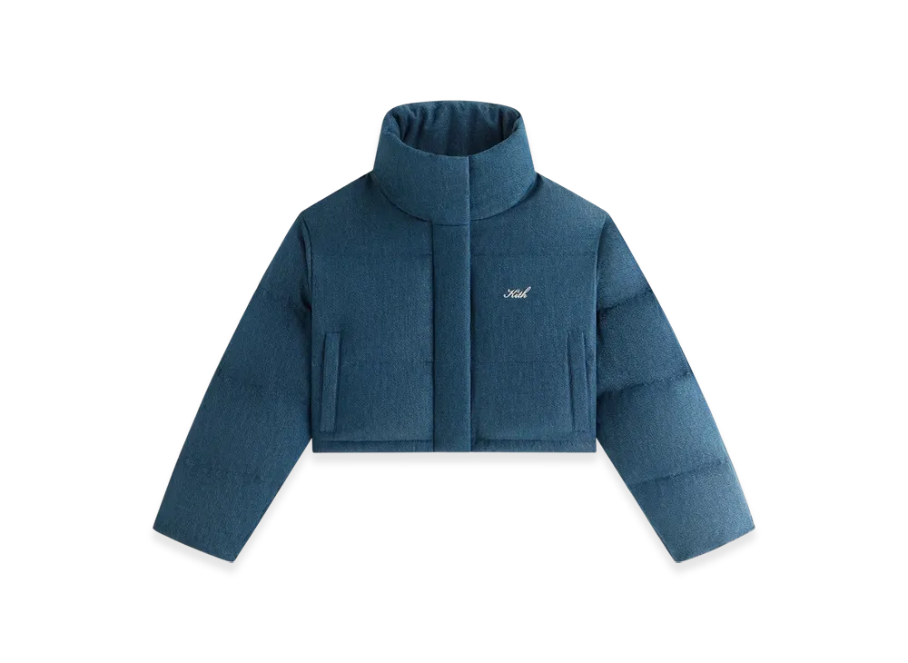 Kith Women's Shae Tinted Denim Cropped Puffer "Luka Wash"