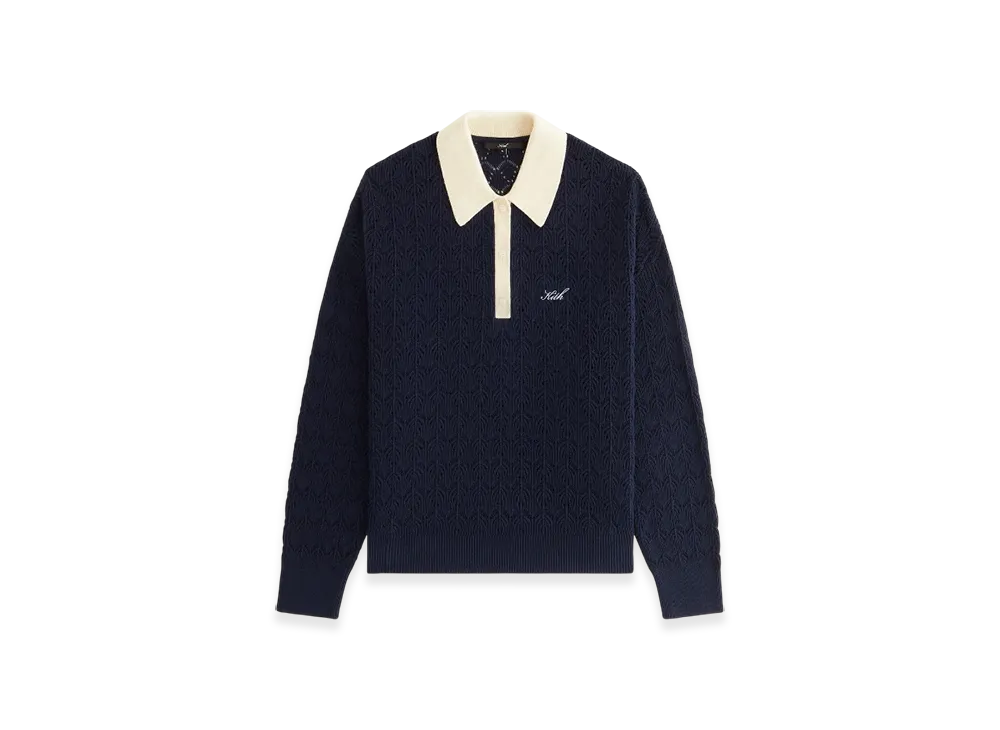 Kith Women's Selma Crochet Polo Long Sleeve "Nocturnal"