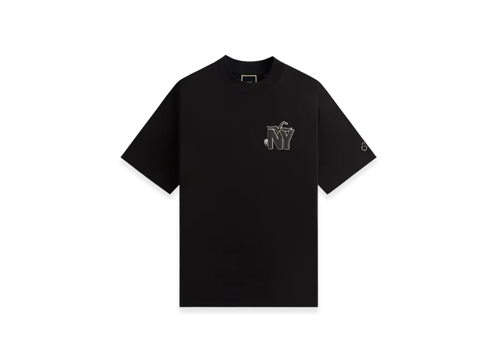 Kith Women's Mockneck Vintage NY Apple Tee "Black"