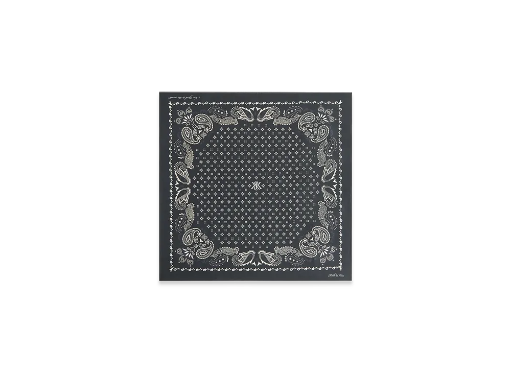 Kith Women's Printed Paisley Silk Bandana "Black"