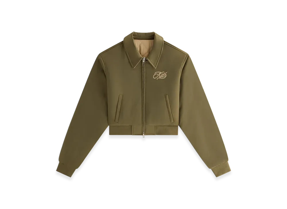 Kith Women's Reversible Landry IV Cropped Satin Bomber Jacket "Canopy"