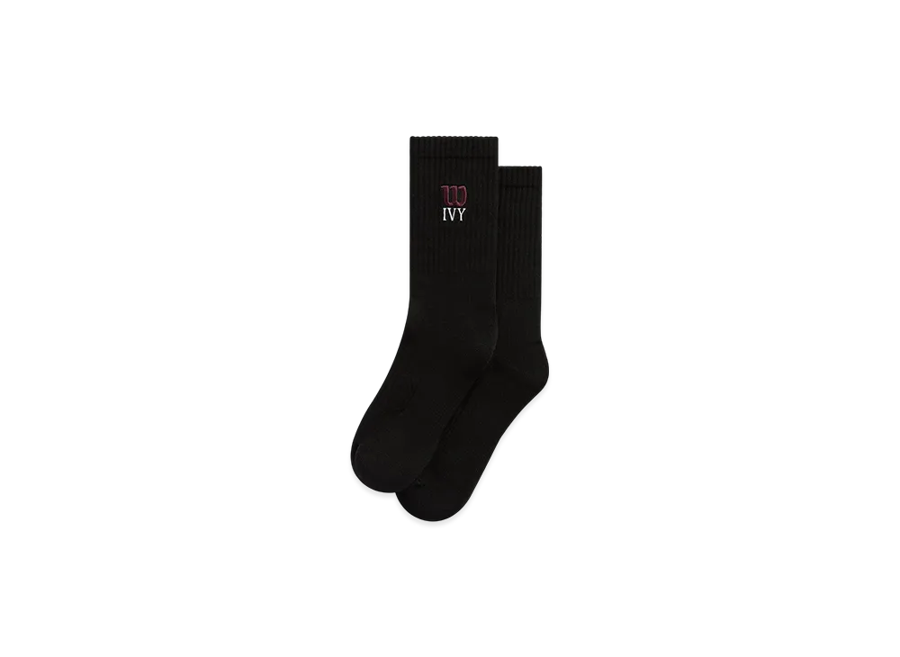 Kith Ivy For Wilson Logo Crew Socks "Black"