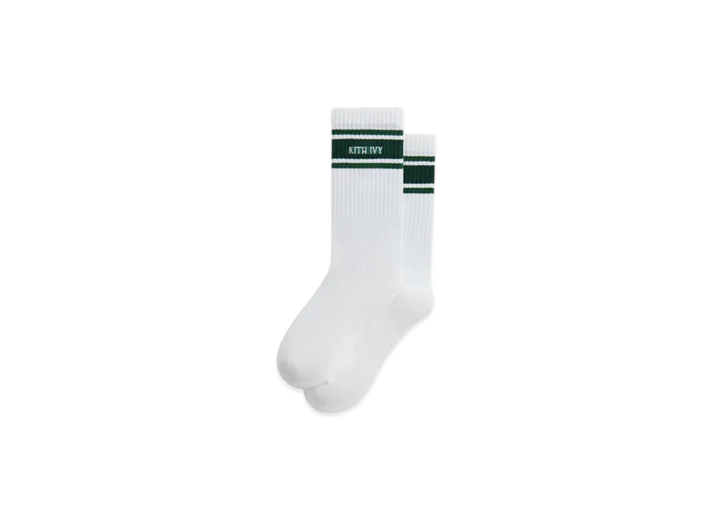 Kith Ivy For Wilson Stripe Logo Crew Socks "White"