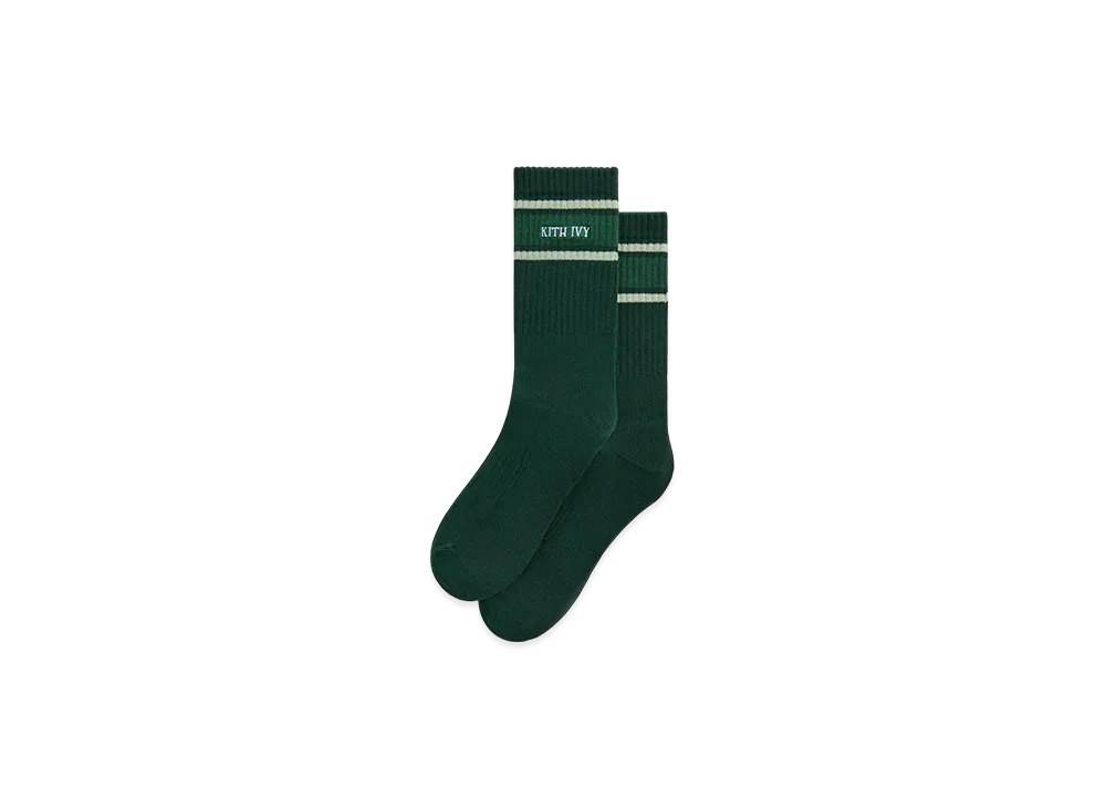 Kith Ivy For Wilson Stripe Logo Crew Socks "Ivy Green"