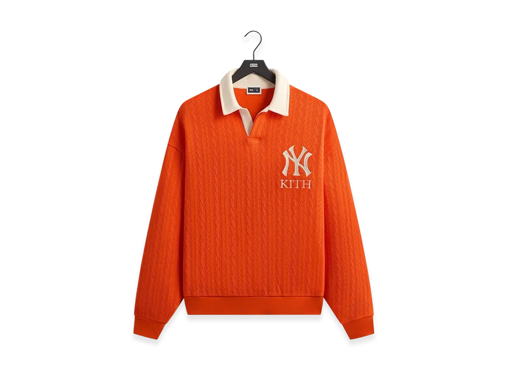 Kith x The New York Yankees Cable Fleece Nelson Sweatshirt "Poppy"