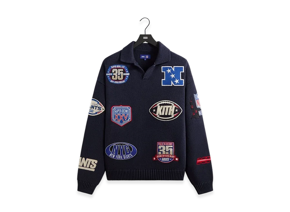 Kith x the NFL New York Giants Nelson Rugby Sweater "Nocturnal"
