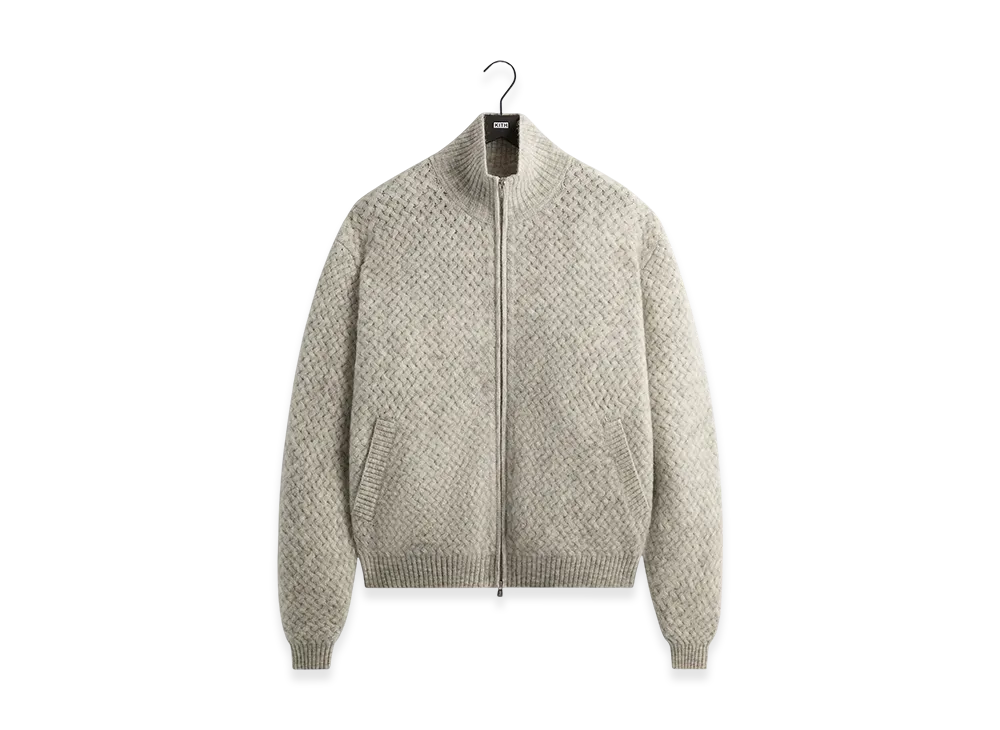 Kith &Kin Basketweave Mohair Wyona Full Zip "Medium Heather Grey"