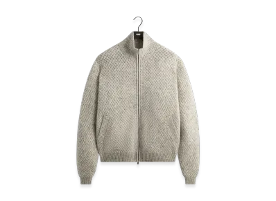 Kith &Kin Basketweave Mohair Wyona Full Zip "Medium Heather Grey"