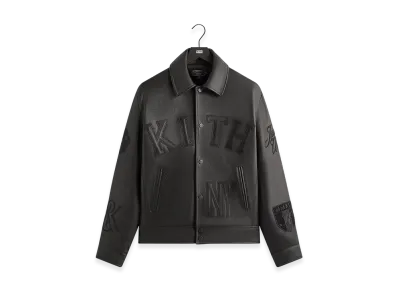 Kith Pebbled Leather Varsity Coaches Jacket "Black"