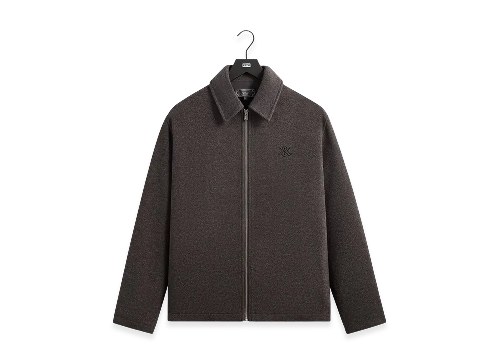 Kith Felted Jersey Lane Coaches Jacket "Heather Charcoal"