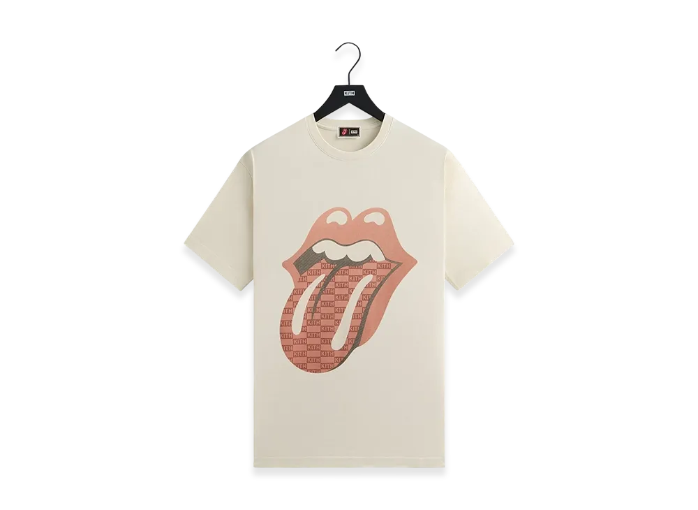 Kith x The Rolling Stones Monogram Tongue Tee "Sandrift"