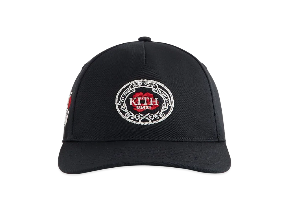Kith Twill Bay Low Pinch Crown Snapback "Black"