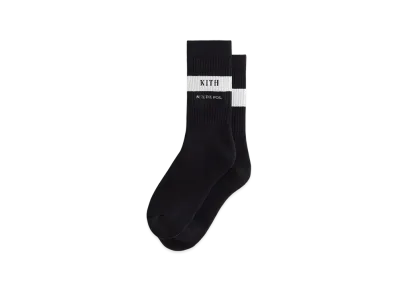 Kith Striped Cotton Crew Socks "Black"