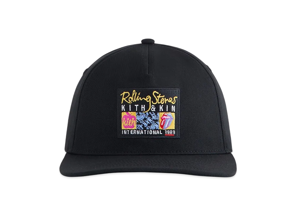 Kith x The Rolling Stones Twill Bay Low Pinch Crown Hat "Black"