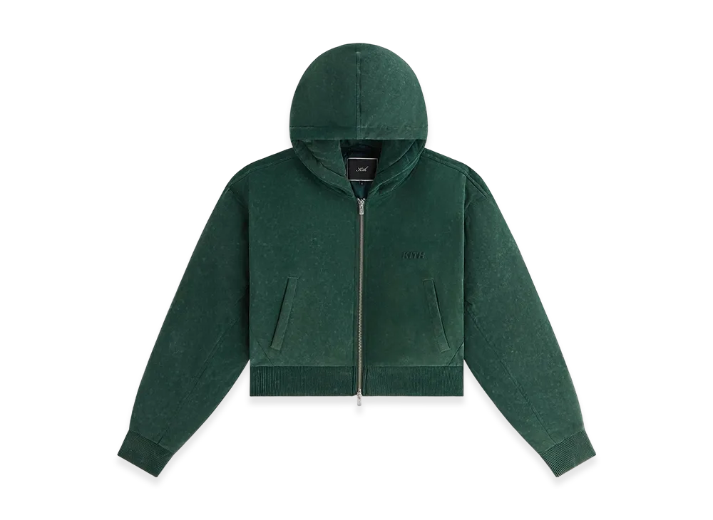 Kith Women Bex Cropped Sueded Jersey Puffer "Montane"