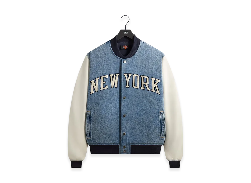 Kith x the New York Knicks Denim Marvin Bomber "Medium Indigo"
