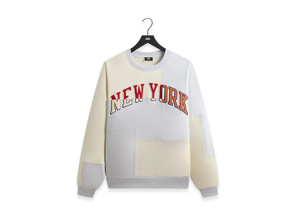 Kith x the New York Knicks Patchwork Fleece Crewneck Sweatshirt "Light Heather Grey"