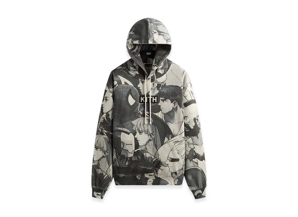 Kith x Marvel vs. Capcom Fighter All-Over Printed Vintage Nelson Hoodie "Sandrift"