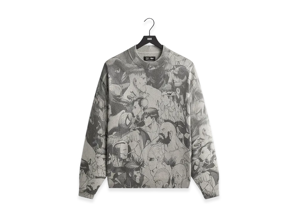 Kith x Marvel vs. Capcom Super Heroes Crewneck Sweater "Light Heather Grey"