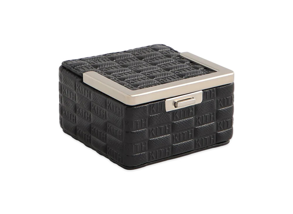 Kithmas Monogram Saffiano Leather Square Frame Jewelry Case "Black"