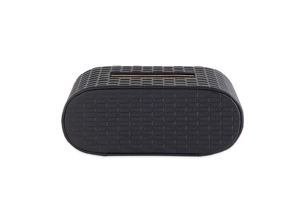 Kithmas Monogram Saffiano Leather Tissue Box "Black"