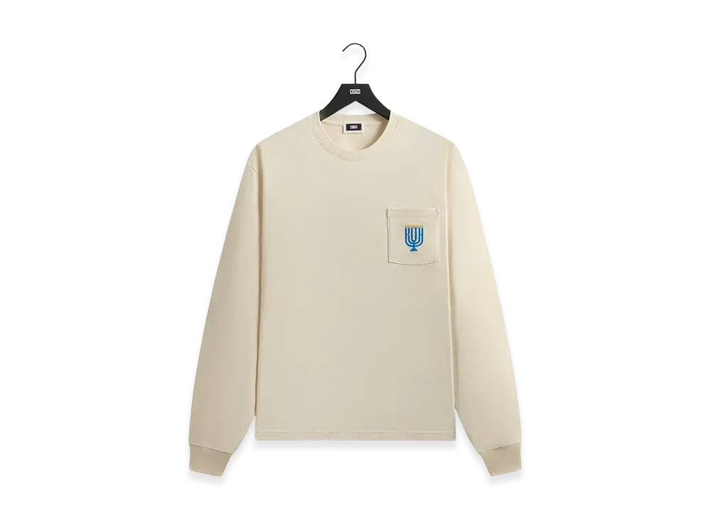 Kith Hanukkah Stained Glass Long Sleeve Pocket Tee "Sandrift"