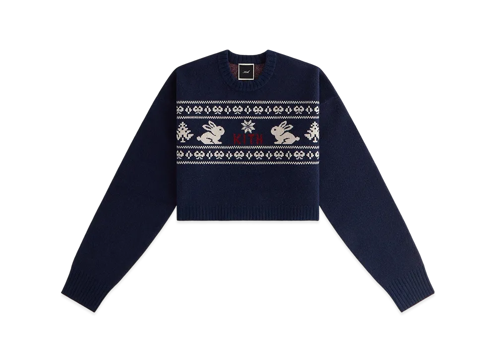 Kithmas Women Freja Cropped Bunny Sweater "Ink"