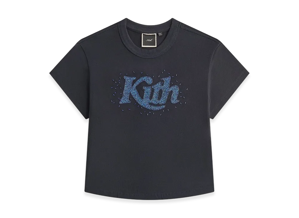 Kithmas Women Mulberry Vintage Embellished Swash Logo Tee "Black"