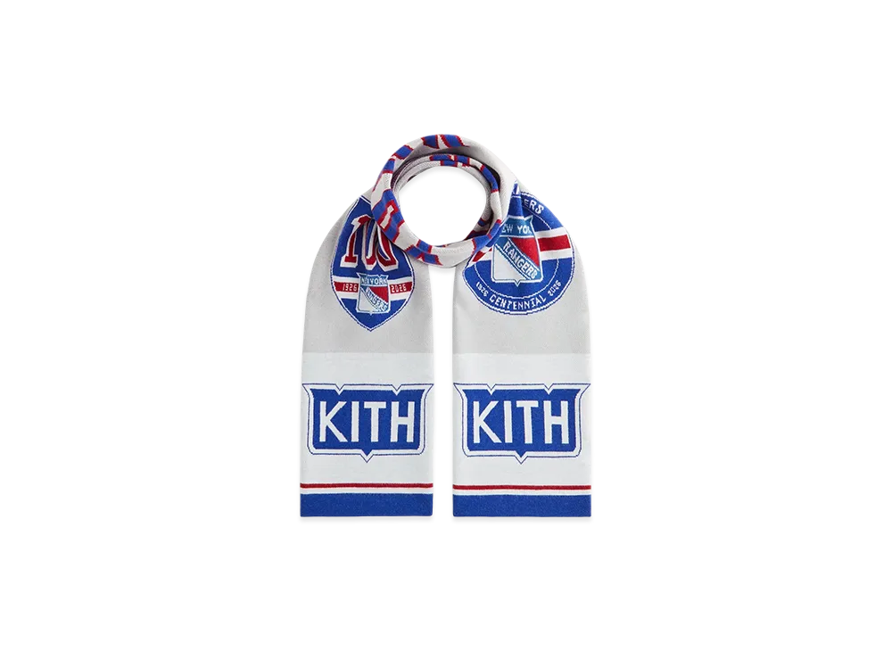 Kith x The New York Rangers Centennial Jacquard Knit Scarf "Light Heather Grey"