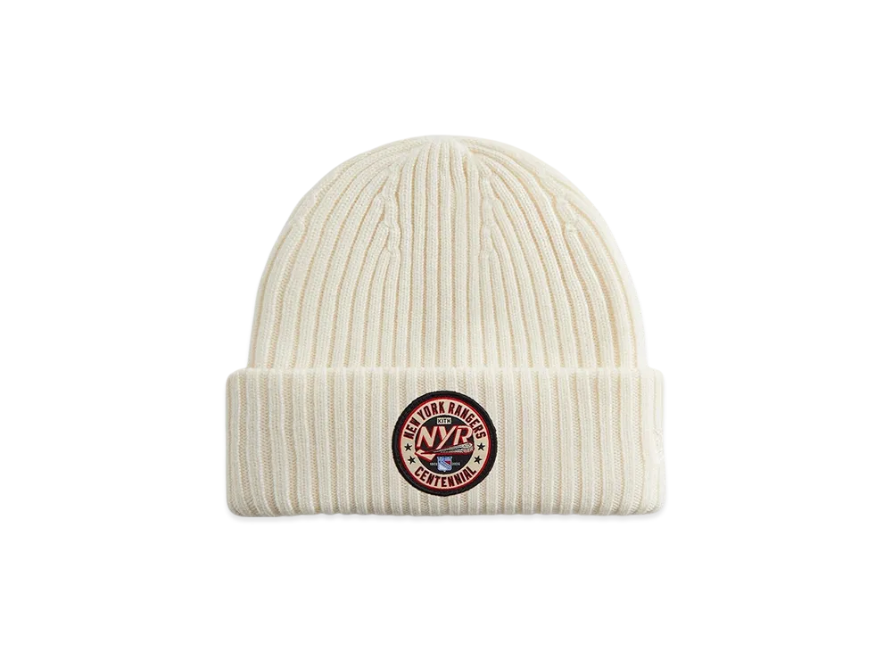 Kith x New Era x The New York Rangers Centennial Knit Beanie "Sandrift"
