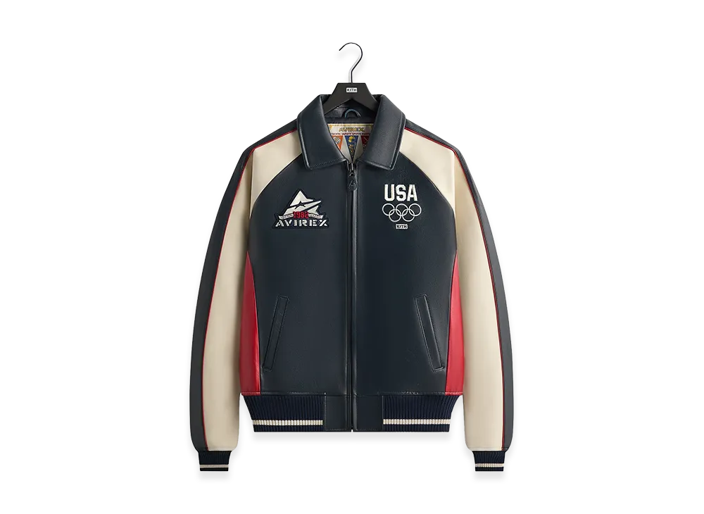 Kith x AVIREX x Team USA Leather Bomber Jacket "Navy"