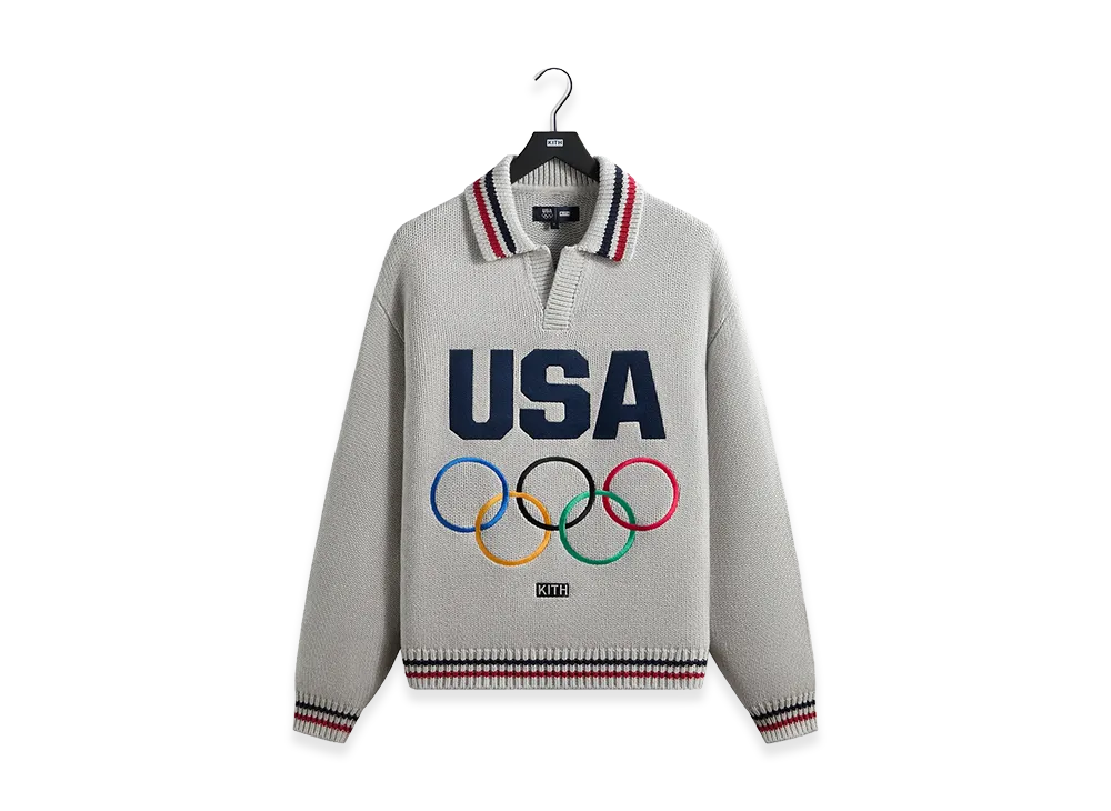 Kith x Team USA Nelson Rugby Sweater "Light Heather Grey"