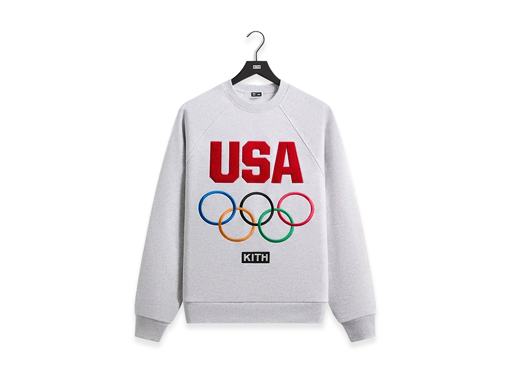 Kith x Team USA Raglan Nelson Crewneck "Light Heather Grey"