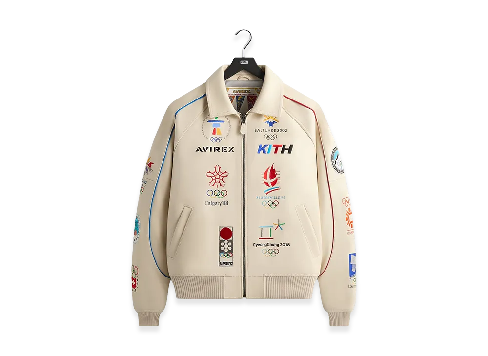 Kith x AVIREX x Olympics Heritage Leather Bomber Jacket "Tofu"