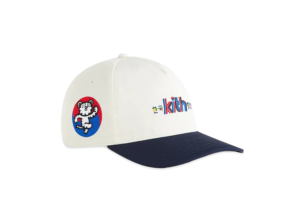 Kith x Olympics Heritage Pyeongchang Nylon Bay Low Pinch Crown Snapback "Sandrift"