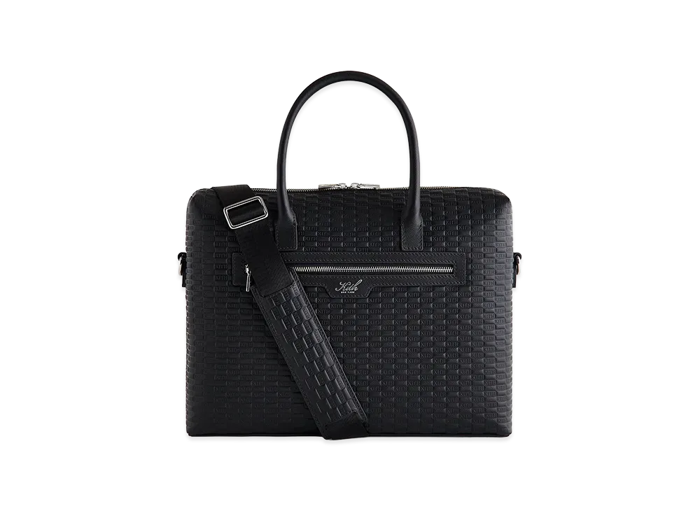 Kith Monogram Leather Messenger Briefcase "Black"