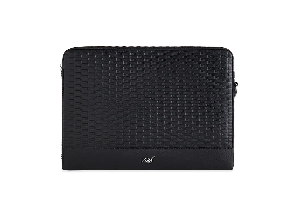 Kith Monogram Leather 15" Laptop Case "Black"