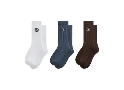 Kith 3-Pack Rose Script Cotton Crew Socks "Multi"