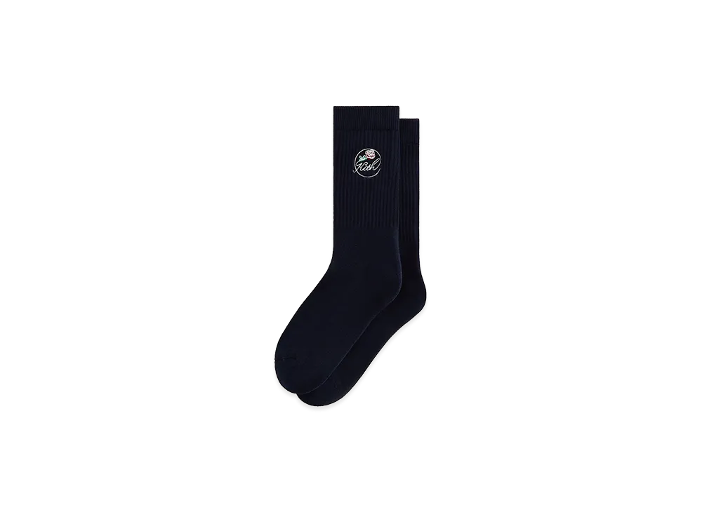 Kith Rose Script Cotton Crew Socks "Nocturnal"
