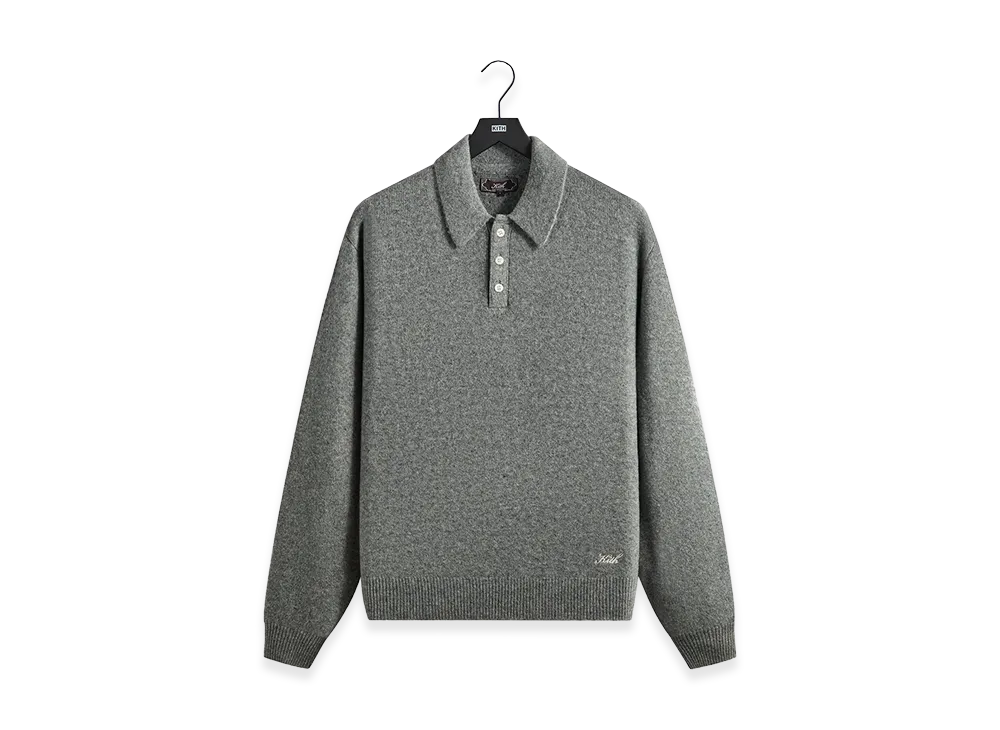 Kith Marled Harmon Rugby Pullover "Mid Heather Grey"