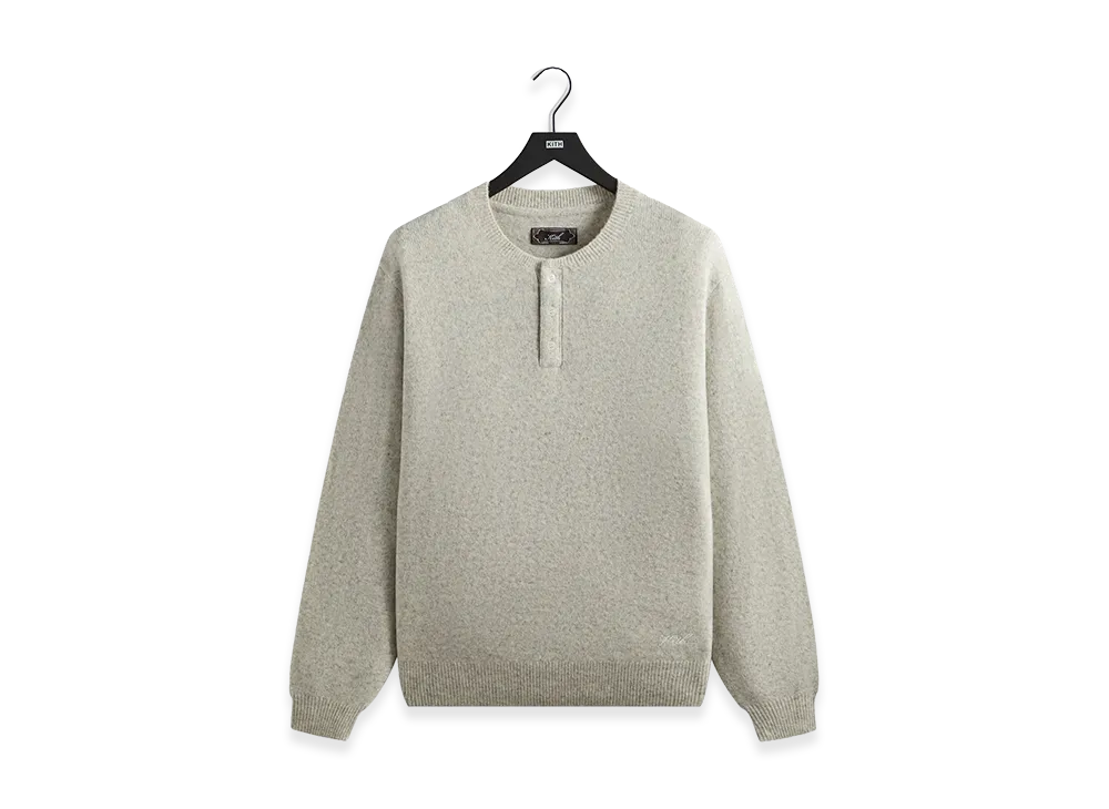 Kith Boucle Harmon Henley Sweater "Light Heather Grey"