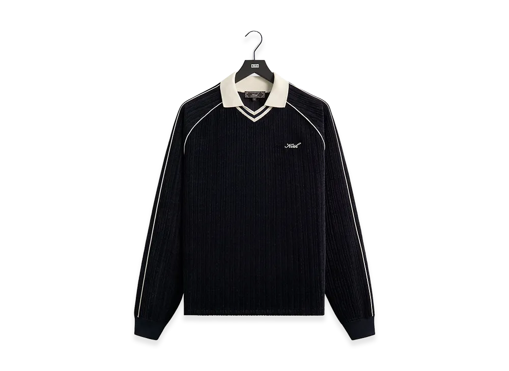 Kith Velvet Corduroy Long Sleeve Trevor Polo "Ink"